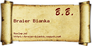 Braier Bianka névjegykártya